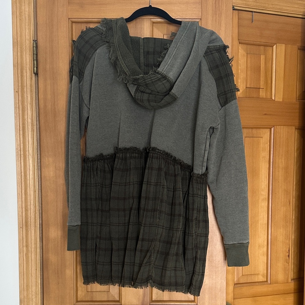 Free People Green and brown Layered Hoodie - Picture 3 of 6
